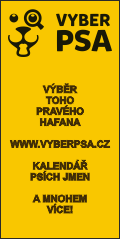 odkaz na web www.vyberpsa.cz formátu 120x240 pixelů, žlutý